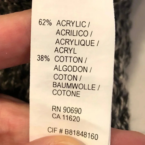 Kensie Lg Slv Scoop Neck Open Weave Acrylic Cotton Two Tone Sweater Gray Sz M - Picture 9 of 10